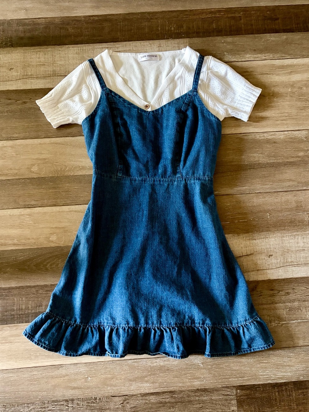 Blue Denim Ruffle-Hem Dress
